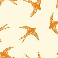 Flying swallows. Soft Seamless vector pattern