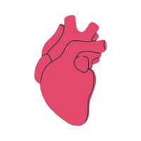 Human heart. Design element. Hand drawn Vector illustration in flat style. Logo, icon, print template.