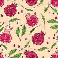 Garnet pattern. Seamless floral background. Repeating botanical print with garnet for wallpaper and wrapping. Delicate flora texture. Colored flat vector illustration