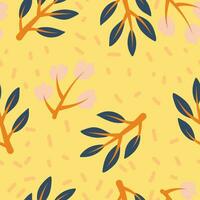 Flowers pattern. Seamless floral background. Repeating botanical print with blooms for wallpaper and wrapping. Delicate flora texture. Colored flat vector illustration