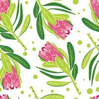 Flowers pattern. Seamless floral background. Repeating botanical print with blooms for wallpaper and wrapping. Delicate flora texture. Colored flat vector illustration