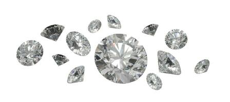 Beautiful Shiny Diamond in Brilliant Cut on White Background,- Crystal Background photo