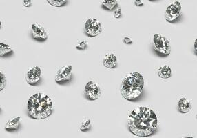 Beautiful Shiny Diamond in Brilliant Cut on White Background,- Crystal Background photo