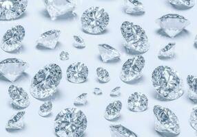 Beautiful Shiny Diamond in Brilliant Cut on White Background,- Crystal Background photo