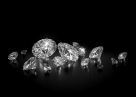 Beautiful Shiny Diamond in Brilliant Cut on Black Background - Diamond Backdrop, Crystal Background photo