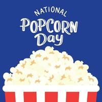 National Popcorn Day lettering inscription. Handwriting text banner for National Popcorn Day. Hand drawn vector art.