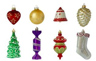 Set of vintage Christmas decorations isolated on a white background. photo