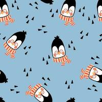 Cute penguin. Vector. Cartoon style. Seamless Pattern, Background, Wallpaper. Perfect for prints vector