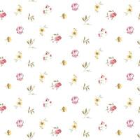 Seamless watercolor floral design with light background for textile prints. vector