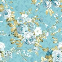 Seamless watercolor floral design with light background for textile prints. vector