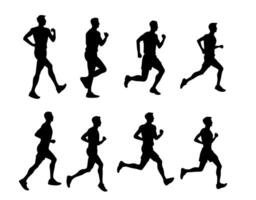 vector set of man walking and running silhouettes manually created