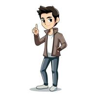 cute anime boy Cartoon character vector illustration manually created