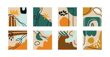 grande conjunto de resumen antecedentes. mano dibujado garabatear varios formas, líneas, lugares, gotas, curvas. contemporáneo moderno de moda vector ilustraciones. cada antecedentes es aislado. patrones, fondos de pantalla