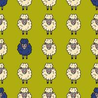 Seamless vector  pattern with cute sheep. Cute vector illustration for kids. Perfect print for fabric, textile, wallpaper, poster, postcard and gift wrapping. Pastel colors