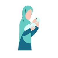 Hijab Mother Holding Newborn Baby vector