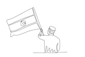 Back view of a man waving a flag vector