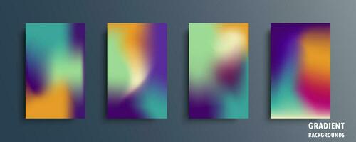 Set of vector gradient backgrounds in bright colors. For brochures, booklets, banners, posters, magazines, branding, social media and other projects. For web and print.