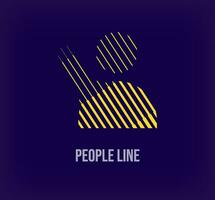 Unique linear human profile logo. Colorful graphics of creative people raising hands. Corporate company Vector