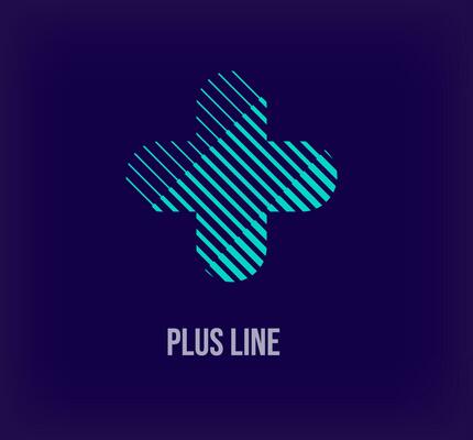 Unique linear plus logo. Creative medical colorful graphics. Corporate company Vector