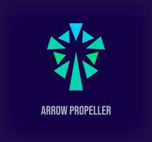 Unique arrows propeller sign logo. Creative air flow colorful graphics. Corporate company Vector