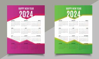 calendario. una página nuevo año calendario diseño. 2024 calendario diseño. vector