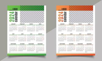 Calendar. One-page New Year calendar design. 2024 calendar design. vector