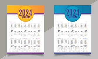 Calendar. One-page New Year calendar design. 2024 calendar design. vector