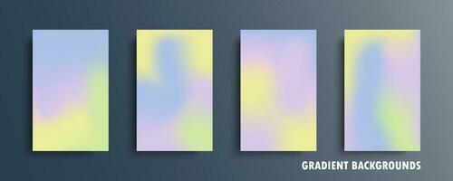 Set of vector gradient backgrounds in bright colors. For brochures, booklets, banners, posters, magazines, branding, social media and other projects. For web and print.