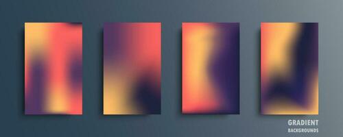 Set of vector gradient backgrounds in bright colors. For brochures, booklets, banners, posters, magazines, branding, social media and other projects. For web and print.