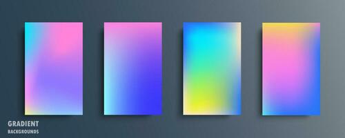 Set of vector gradient backgrounds in bright colors. For brochures, booklets, banners, posters, magazines, branding, social media and other projects. For web and print.