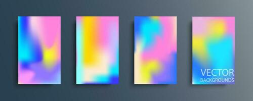 Set of vector gradient backgrounds in bright colors. For brochures, booklets, banners, posters, magazines, branding, social media and other projects. For web and print.