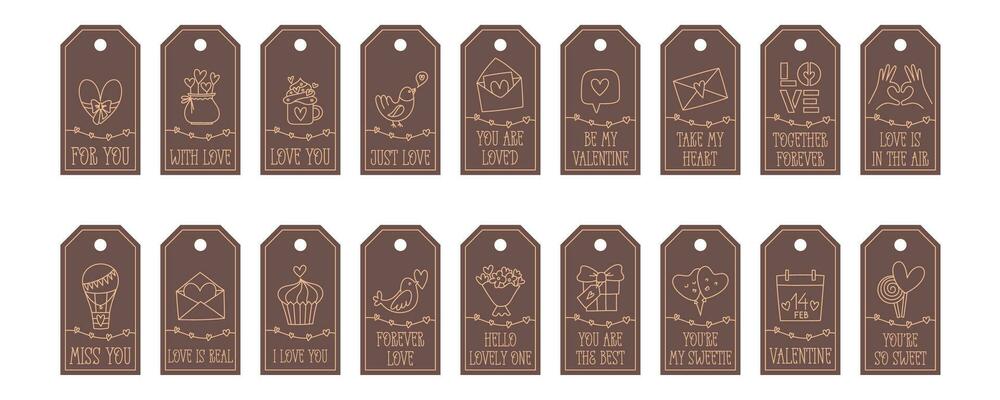 Valentines Day printable tags template in doodle style