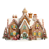 AI generated Gingerbread house with colorful decorations png