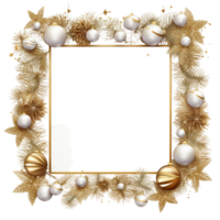 AI generated Golden christmas frame png