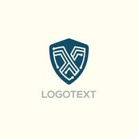 Letter X Technology Shield logo vector design