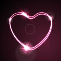 Pink heart, glowing neon effect abstract background photo