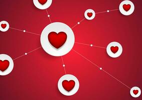 Online dating communication with hearts background photo