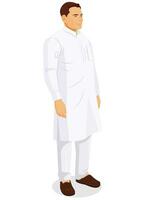 Indian Man Wearing Traditional Dress, Indian politician vector