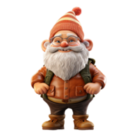 AI generated A toy of a gnome with a hat and a bag of a bag of luggage png