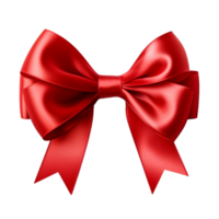 AI generated Beautiful big bow made of red ribbon with shadow png