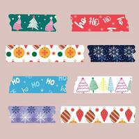 Vector set of Washi tapes in Christmas style. Masking tape or adhesive tapes for frames, scrapbooking, borders, web graphics, crafts.