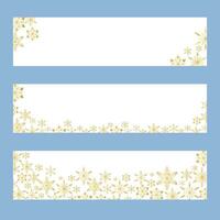 Gold Snowflake Border, Snowflake Background, Snowflake Banner, Christmas Banner. Snowflake template. Background Vector Illustration.