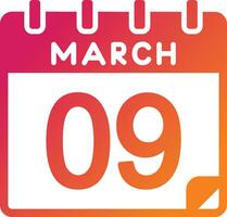 9 March Vector Icon