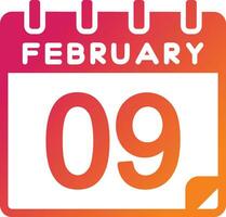9 February Vector Icon
