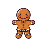 AI generated Cartoon Style Gingerbread Man Cookie Christmas Cookie Man Illustration No Background Perfect for Print on Demand Merchandise AI Generative png
