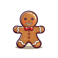 AI generated Cartoon Style Gingerbread Man Cookie Christmas Cookie Man Illustration No Background Perfect for Print on Demand Merchandise AI Generative png