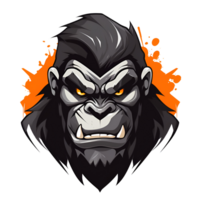 AI generated Cartoon Style Gorilla Illustration Painting Drawing No Background Perfect for Print on Demand Merchandise AI Generative png