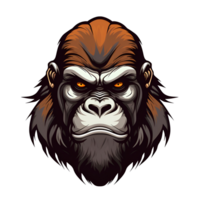 AI generated Cartoon Style Gorilla Illustration Painting Drawing No Background Perfect for Print on Demand Merchandise AI Generative png