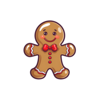 AI generated Cartoon Style Gingerbread Man Cookie Christmas Cookie Man Illustration No Background Perfect for Print on Demand Merchandise AI Generative png