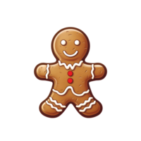 AI generated Cartoon Style Gingerbread Man Cookie Christmas Cookie Man Illustration No Background Perfect for Print on Demand Merchandise AI Generative png